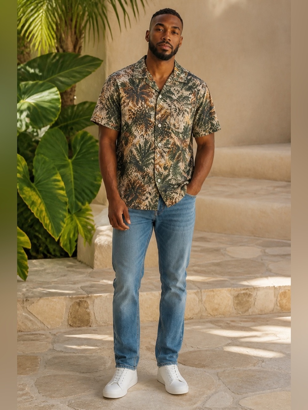 NWT Daniel Cremieux Printed Shirt Button Up Casual Nature Botanical Camp Sz L